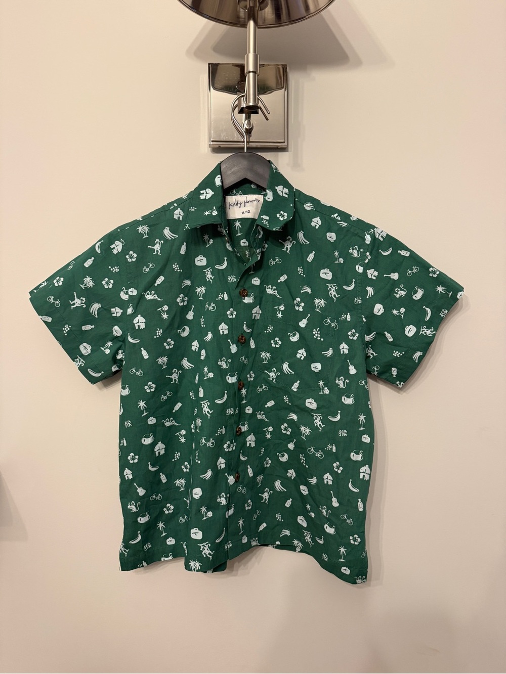 Kenny Flowers Green Short-Sleeve Button-Up with White Island Print